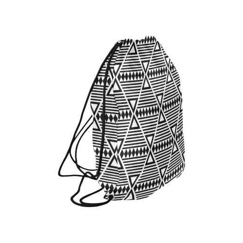 Black Aztec Tribal Large Drawstring Bag Model 1604 (Twin Sides)  16.5"(W) * 19.3"(H)