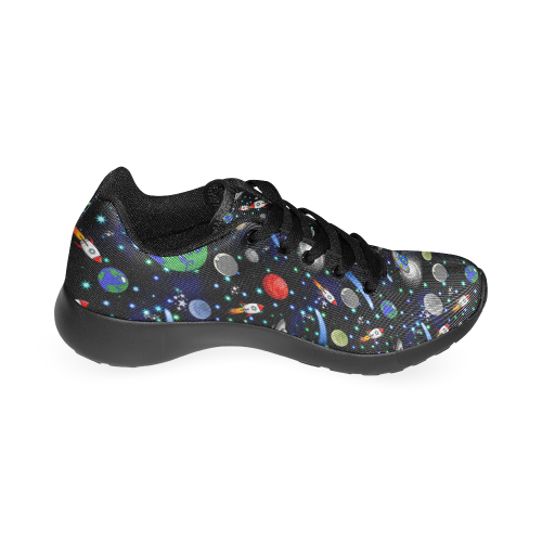 Galaxy Universe - Planets, Stars, Comets, Rockets (Black Laces) Women's Running Shoes/Large Size (Model 020)