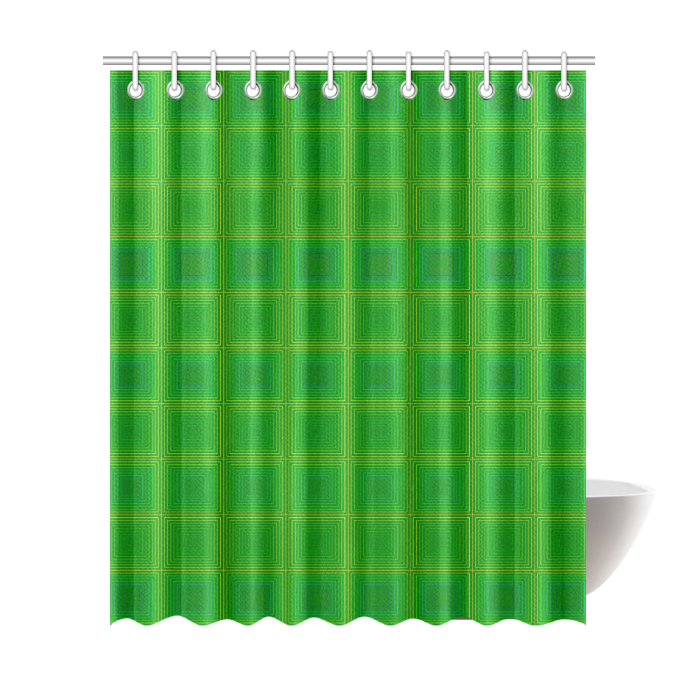 Green gold multicolored multiple squares Shower Curtain 72"x84"
