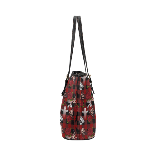 gothic woman rose bats pattern Leather Tote Bag/Large (Model 1651)