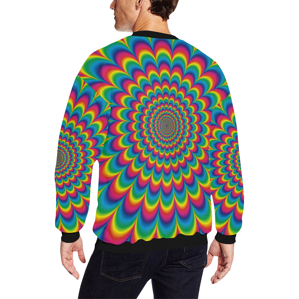 Crazy Psychedelic Flower Power Hippie Mandala All Over Print Crewneck Sweatshirt for Men (Model H18)