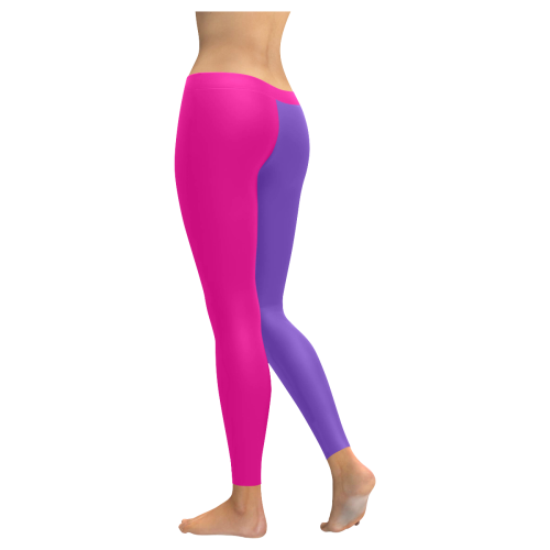 PINK AND PURPLE Women's Low Rise Leggings (Invisible Stitch) (Model L05)