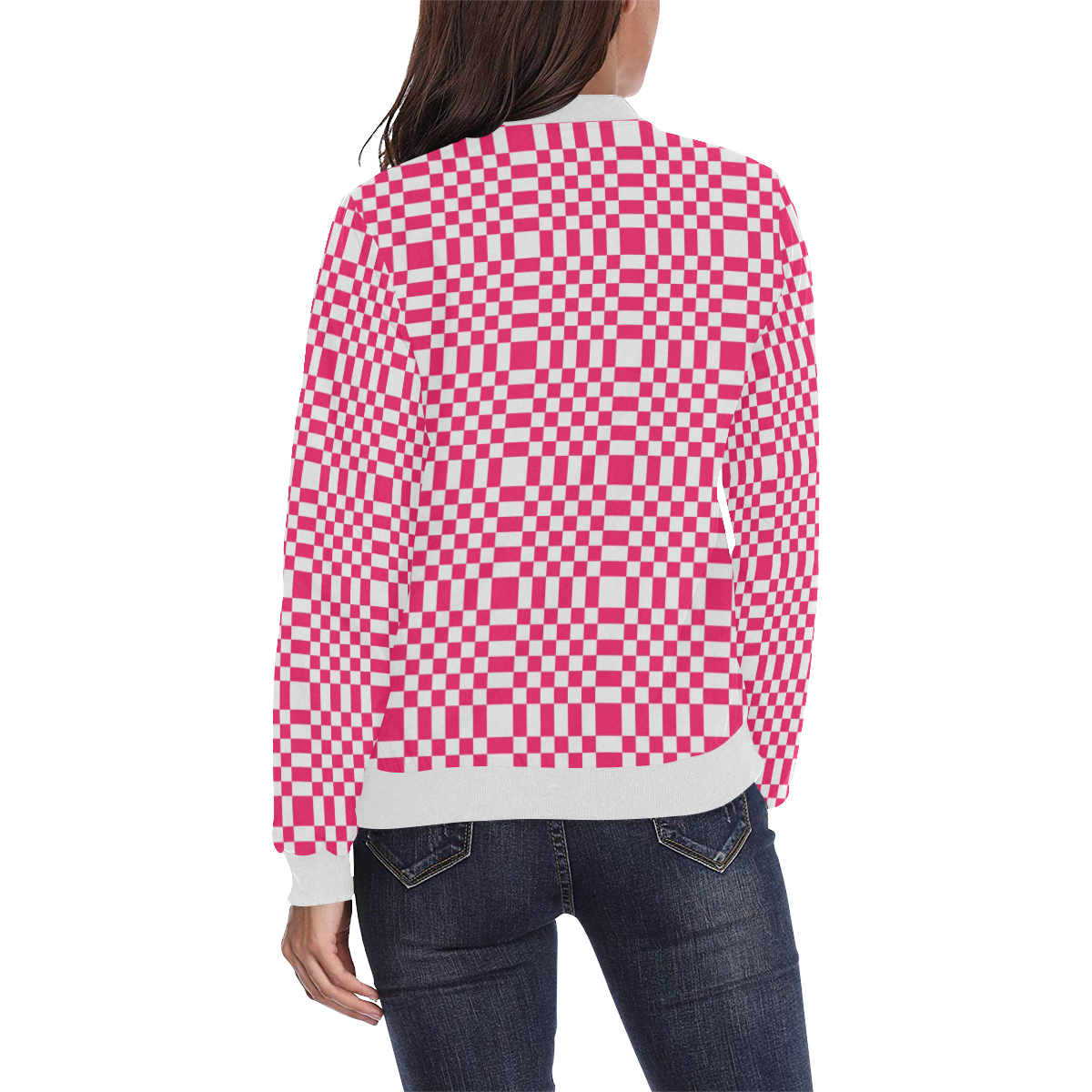 CHECKERBOARD 427 All Over Print Bomber Jacket for Women (Model H36)