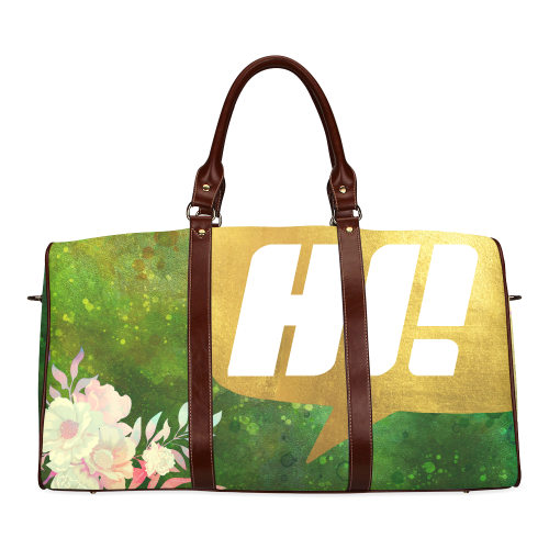 Golden Grassy green floral fairy bag by PiccoGrande Waterproof Travel Bag/Small (Model 1639)
