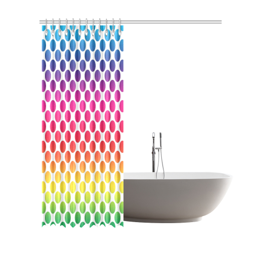 Rainbow Polka Dots Shower Curtain 69"x84"