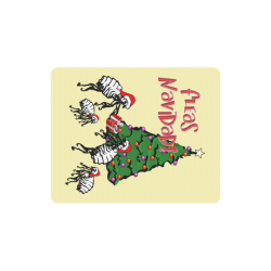 Christmas Fleas Feliz Navidad on Yellow Rectangle Mousepad