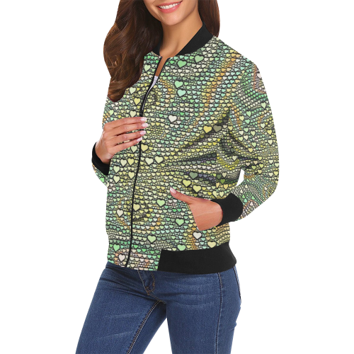 hearts everywhere E  by JamColors All Over Print Bomber Jacket for Women (Model H19)