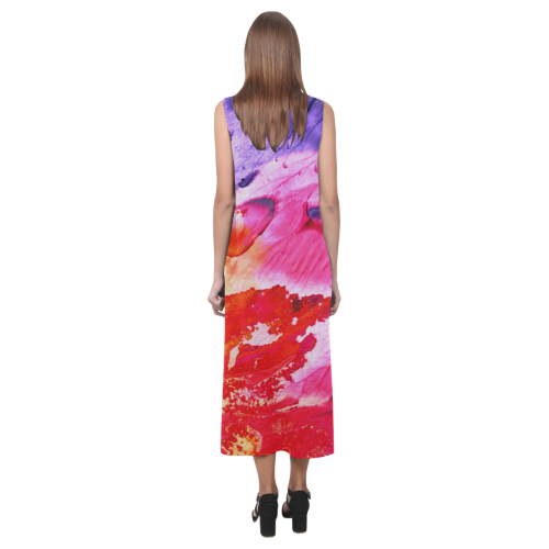 Red purple paint Phaedra Sleeveless Open Fork Long Dress (Model D08)