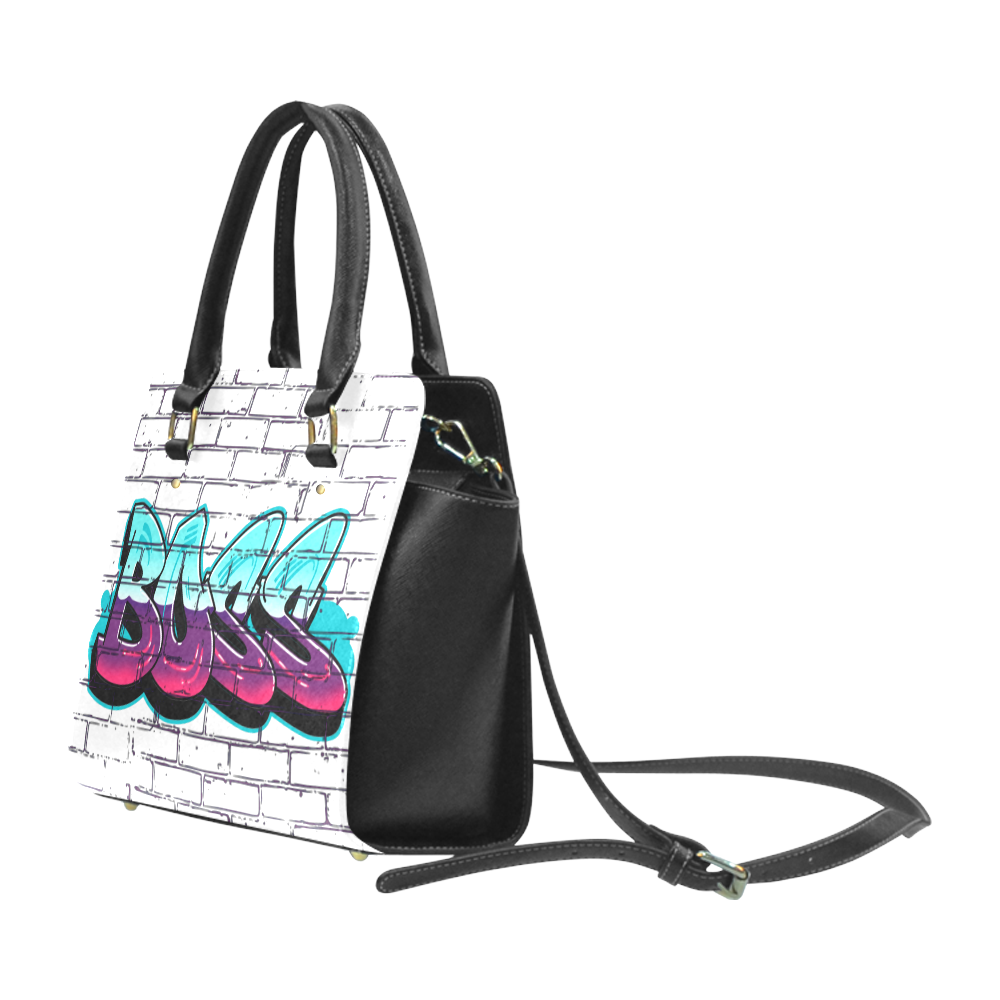 Boss Graffiti Brick White Classic Shoulder Handbag (Model 1653)