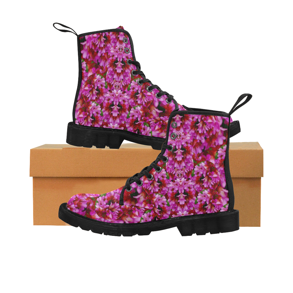 Happy florals  giving  peace Martin Boots for Men (Black) (Model 1203H)