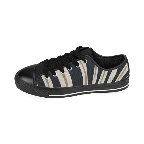 BLACK AND GOLD STRIP Low Top Canvas Shoes for Kid (Model 018)