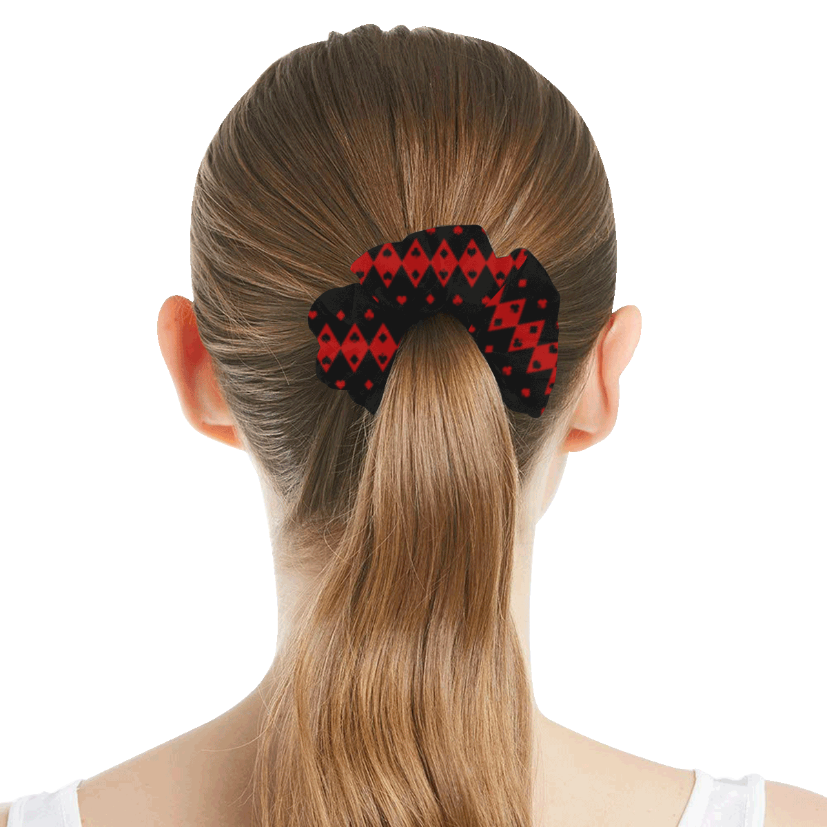 Black and Red Playing Card Shapes All Over Print Hair Scrunchie