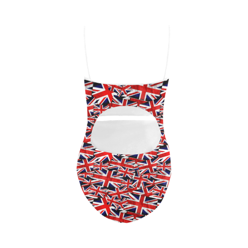 Union Jack British UK Flag - White Straps Strap Swimsuit ( Model S05)