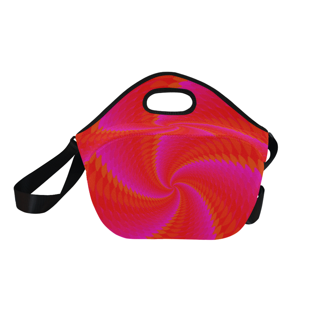 Pink orange spiral Neoprene Lunch Bag/Large (Model 1669)