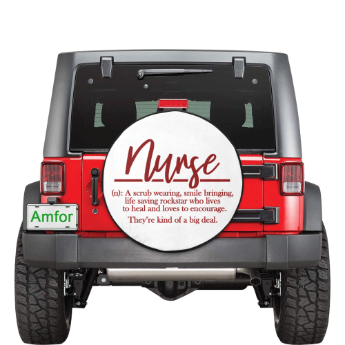 Humor Nurse Definition red 30 Inch Spare Tire Cover