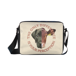 Vegan Cow and Dog Design with Slogan Classic Cross-body Nylon Bags (Model 1632)