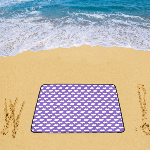 Clouds with Polka Dots on Purple Beach Mat 78"x 60"