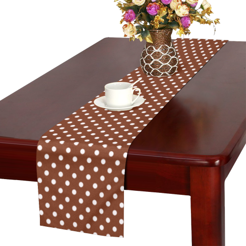 Brown polka dots Table Runner 16x72 inch