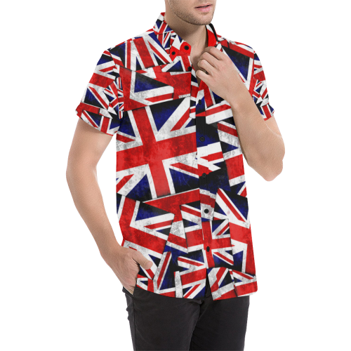 Union Jack British UK Flag Men's All Over Print Short Sleeve Shirt/Large Size (Model T53)