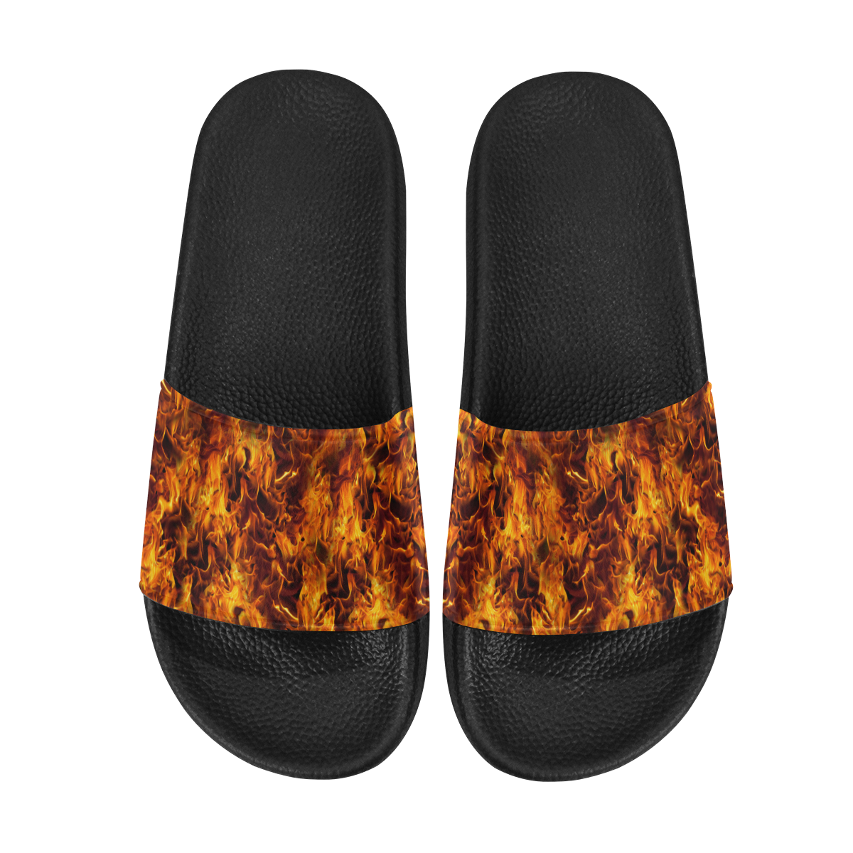 Flaming Fire Pattern Men's Slide Sandals (Model 057)