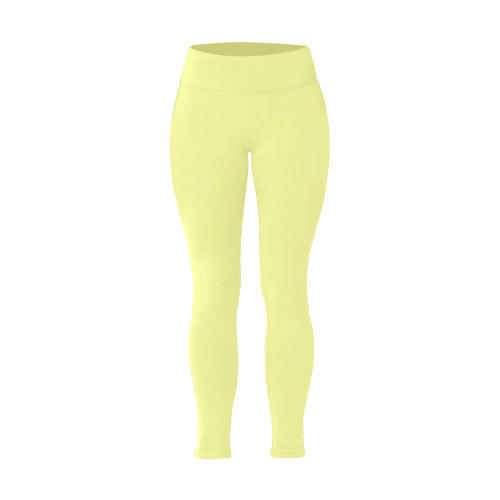 color canary yellow Women's Plus Size High Waist Leggings (Model L44)