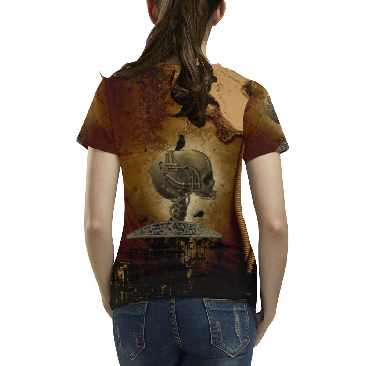 Mechanical skull All Over Print T-Shirt for Women (USA Size) (Model T40)