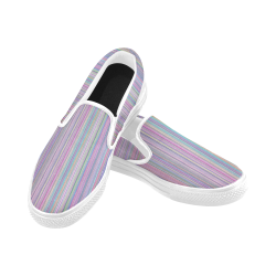 Broken TV screen digital rainbow stripe Slip-on Canvas Shoes for Men/Large Size (Model 019)