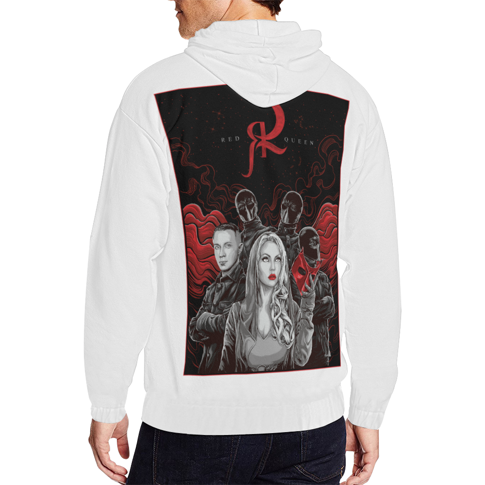Red Queen Band White All Over Print Full Zip Hoodie for Men (Model H14)