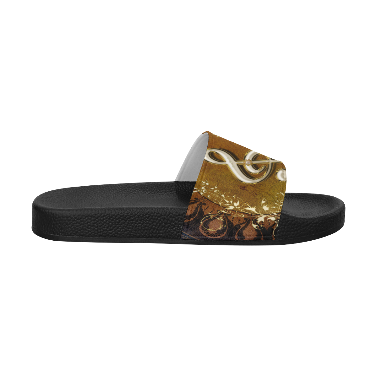 Music, decorative clef with floral elements Women's Slide Sandals (Model 057)