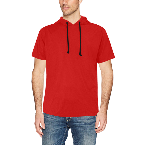 MBF hoodie red All Over Print Short Sleeve Hoodie for Men (Model H32)