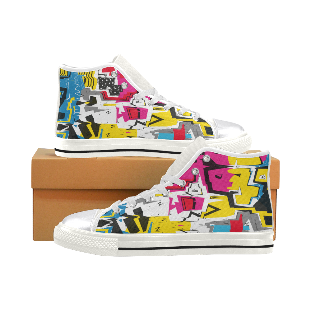 Distorted shapes Women's Classic High Top Canvas Shoes (Model 017)