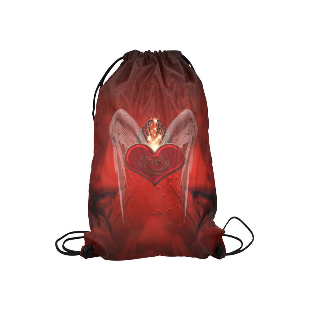 Heart with wings Small Drawstring Bag Model 1604 (Twin Sides) 11"(W) * 17.7"(H)