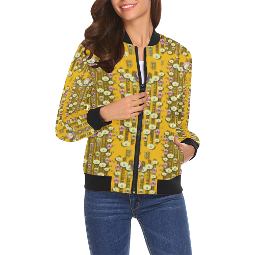 Rain showers in the rain forest of bloom All Over Print Bomber Jacket for Women (Model H19)