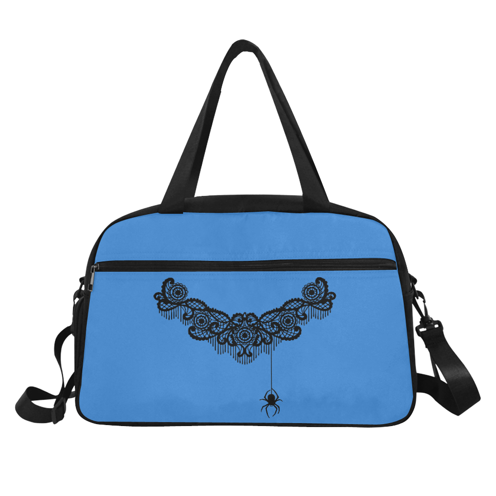 Spider Lace Blue Fitness Handbag (Model 1671)