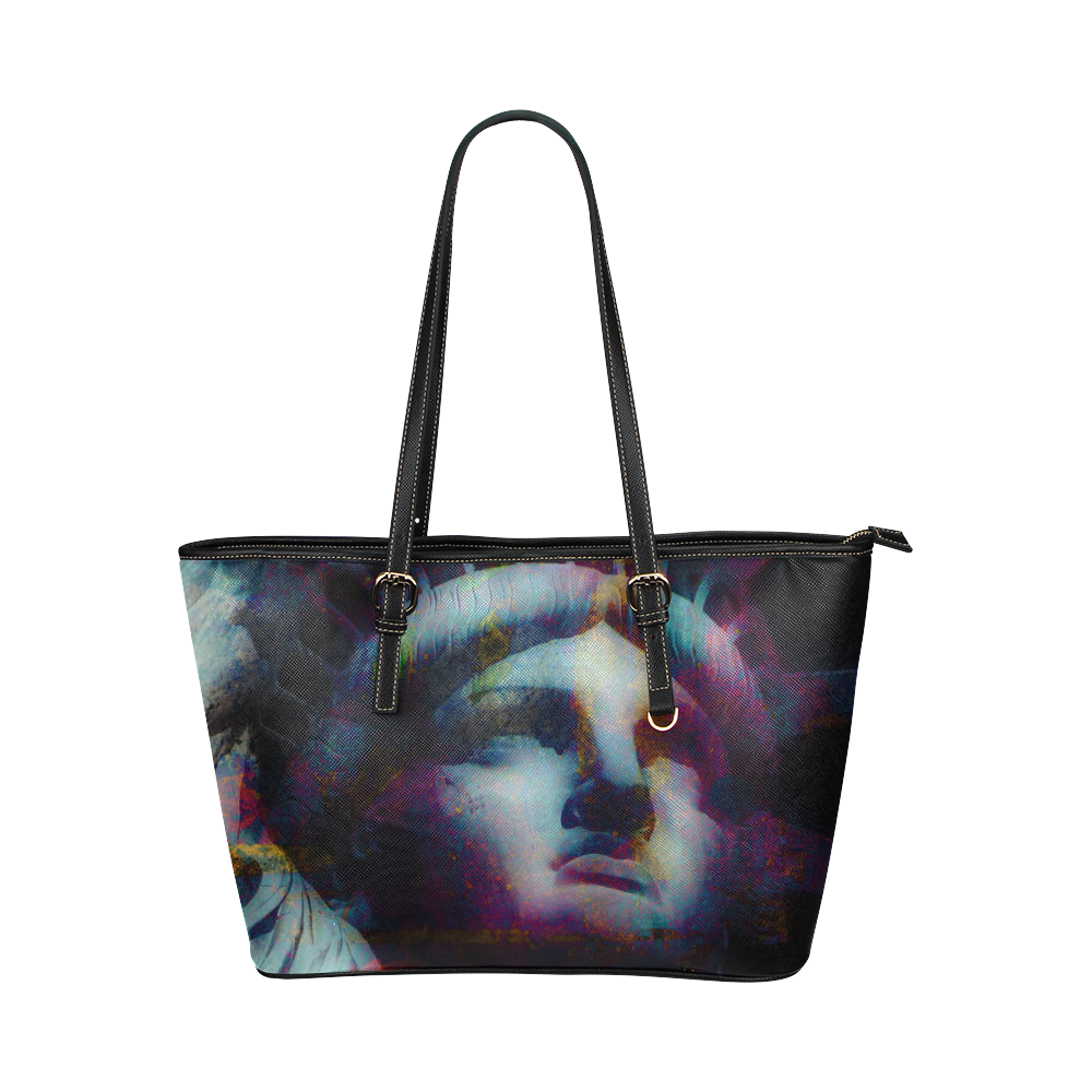 STATUE OF LIBERTY 5 LARGE Leather Tote Bag/Large (Model 1651)