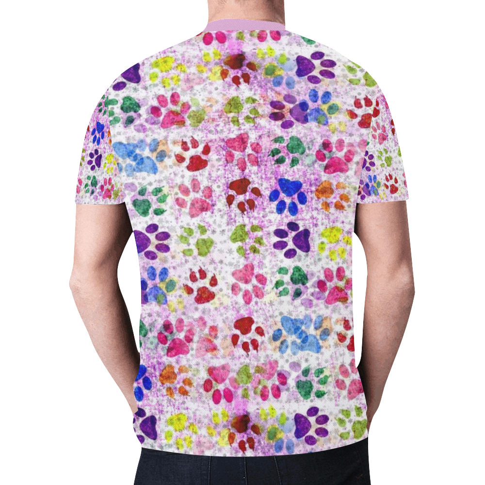 Paws Pattern by K.Merske New All Over Print T-shirt for Men (Model T45)