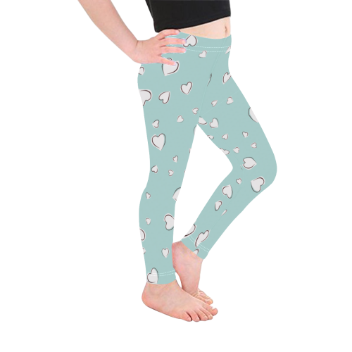 White Hearts Floating on Bleached Coral Kid's Ankle Length Leggings (Model L06)