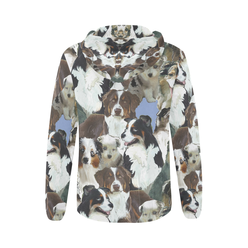 Australian Shepherd hoodie jacket All Over Print Full Zip Hoodie for Women (Model H14)