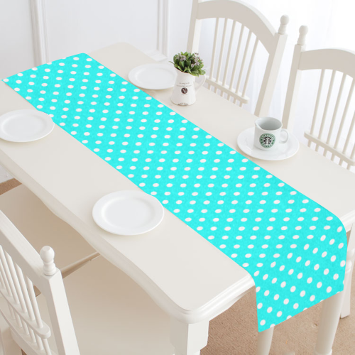 Baby blue polka dots Table Runner 14x72 inch