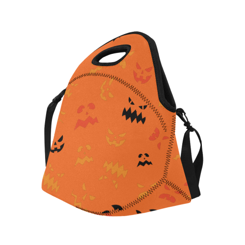 Pumpkin Faces HALLOWEEN ORANGE Neoprene Lunch Bag/Large (Model 1669)