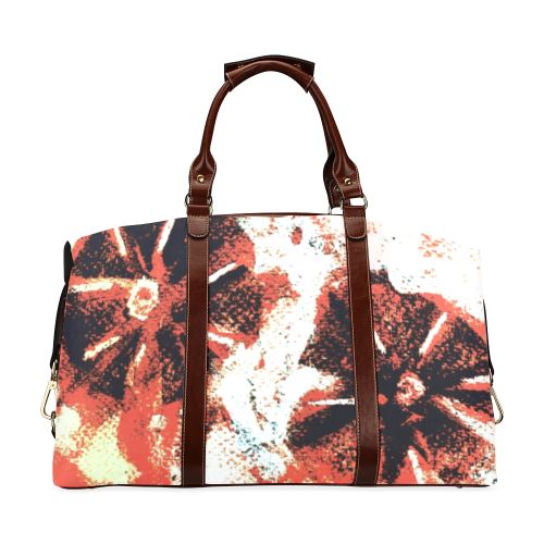 Two Black Pastel Flowers In Red Classic Travel Bag (Model 1643) Remake