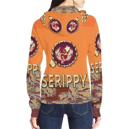 SERIPPY All Over Print Full Zip Hoodie for Women (Model H14)