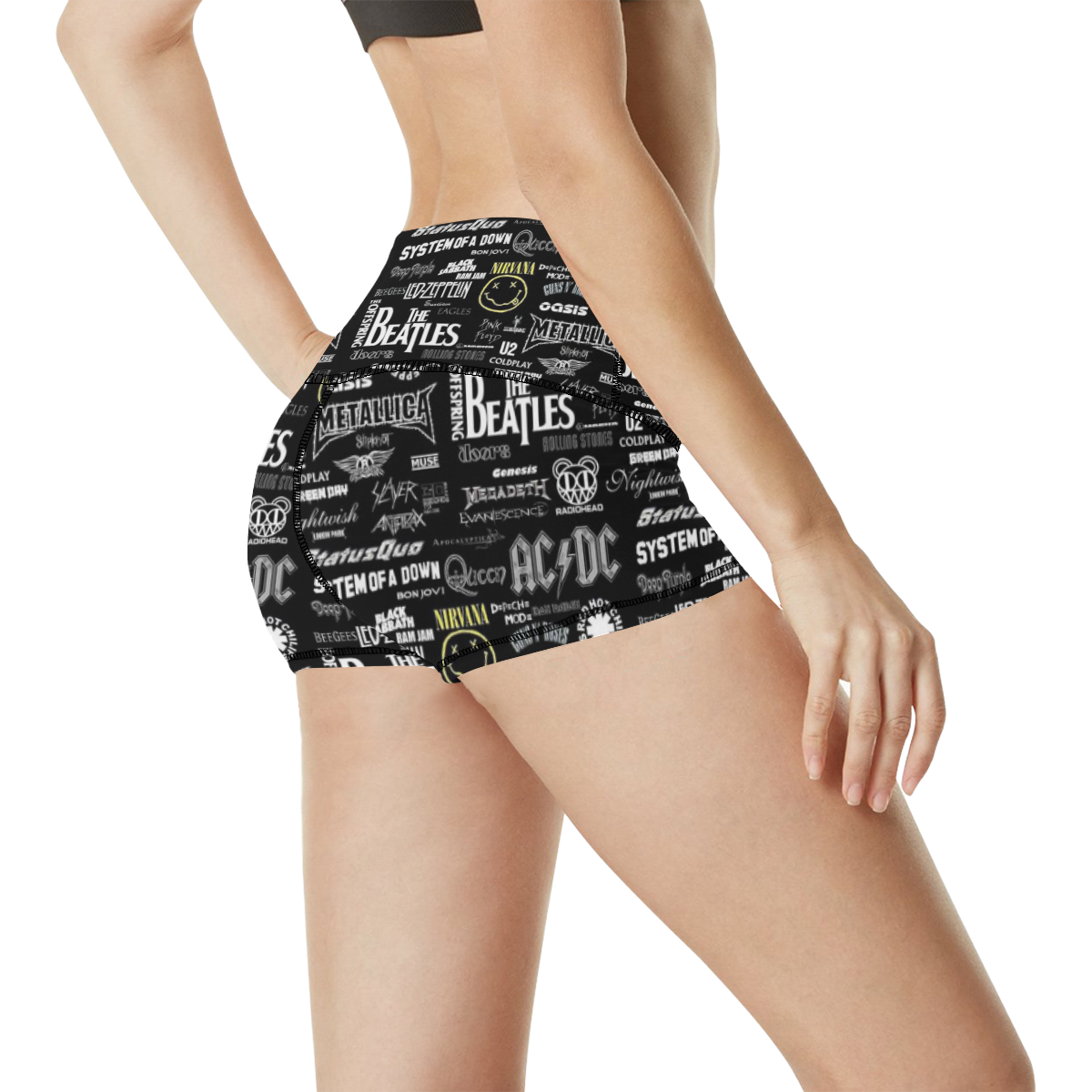 Band Logo Pattern Women's All Over Print Yoga Shorts (Model L17)