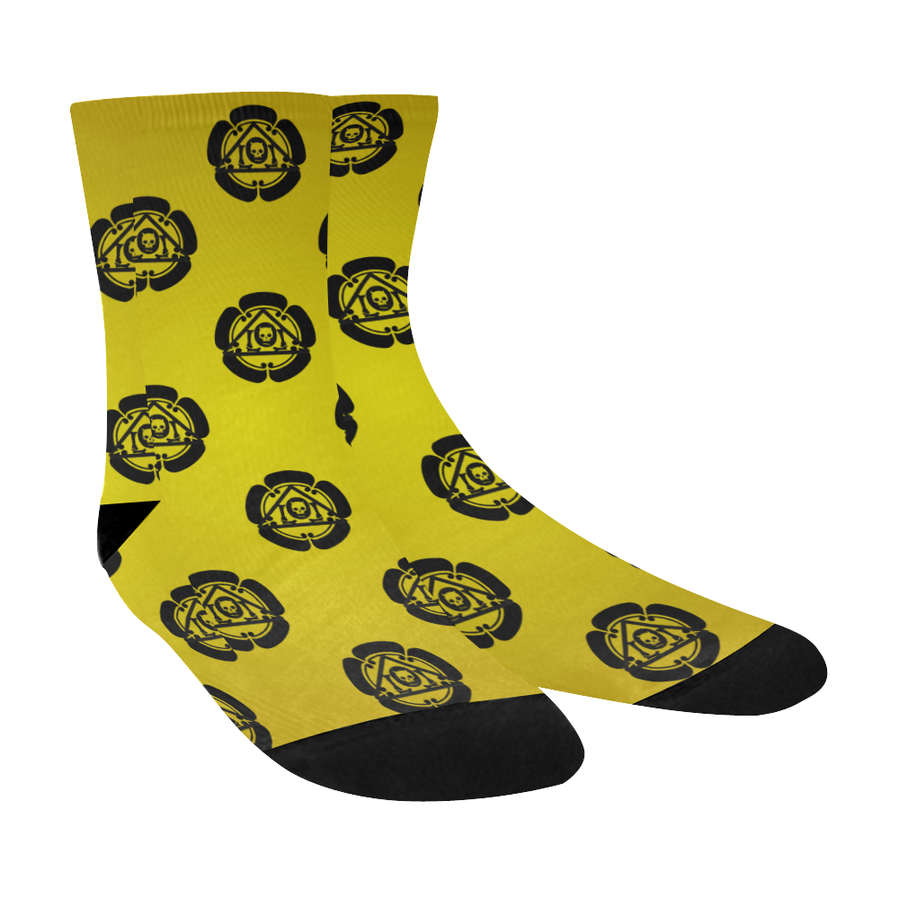 Kamon Pattern Colonel Mustard Crew Socks