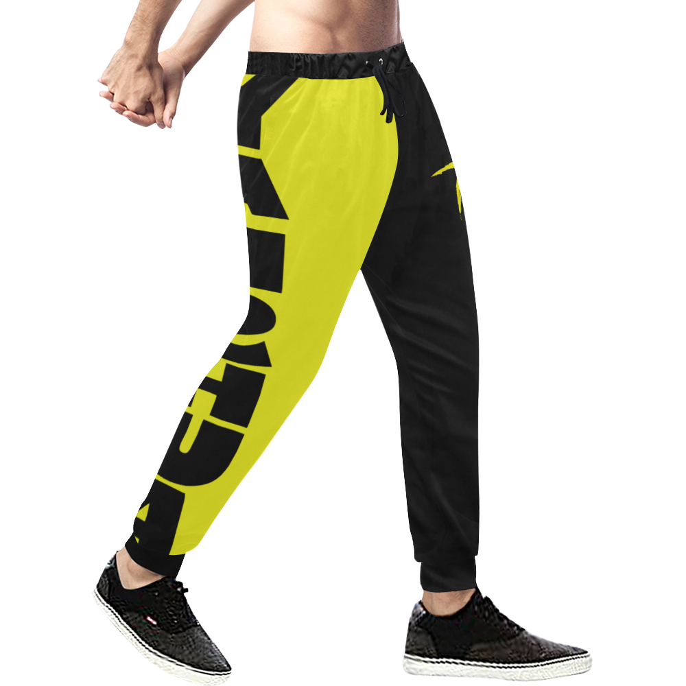 Yahshua Joggers (Black Yellow) Men's All Over Print Sweatpants/Large Size (Model L11)