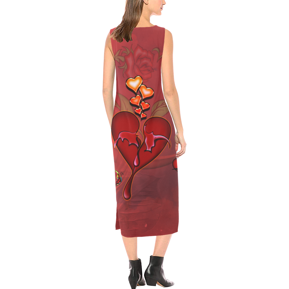 Wonderful hearts Phaedra Sleeveless Open Fork Long Dress (Model D08)