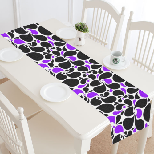 purple black paisley Table Runner 16x72 inch