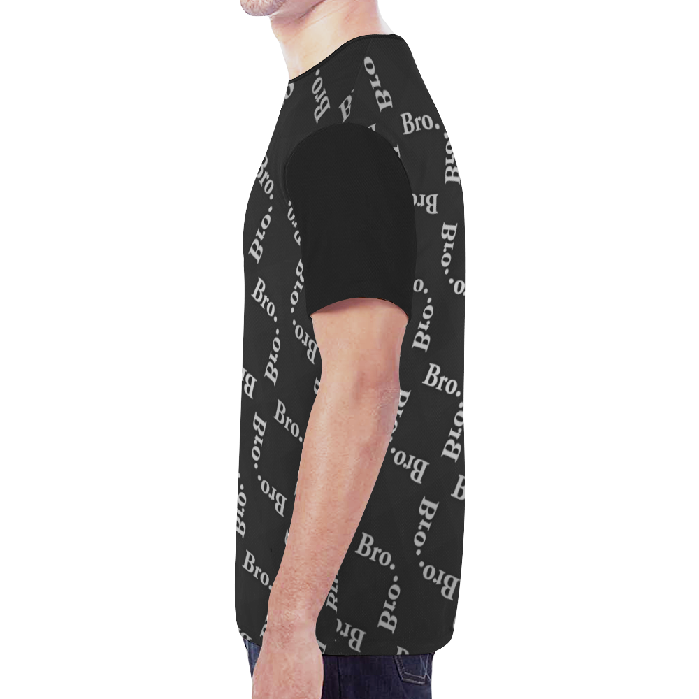 Bro. Diamond Pattern (White on Black) New All Over Print T-shirt for Men (Model T45)