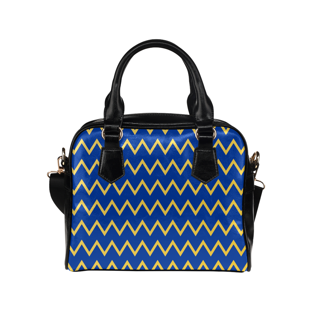 Chevron Jaune/Bleu Shoulder Handbag (Model 1634)