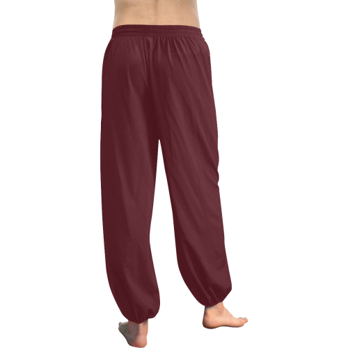Asiatic Lily Maroon Red Solid Color Women's All Over Print Harem Pants (Model L18)